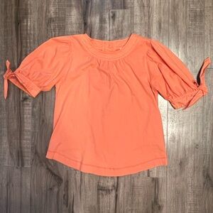 Anthropologie Tie Puff Sleeve Top